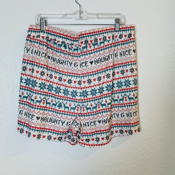 Wildfox Naughty and Nice Pajama Set XL Long Sleeve Top Shorts Nordic Christmas - Picture 15 of 16